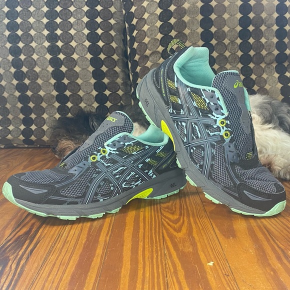 Asics Gel-Venture 6 Black/Lime Running Shoes 9 - Picture 3 of 10
